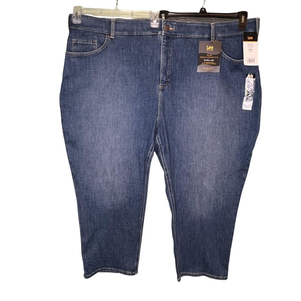 Lee Ultra Lux Plus Jeans Womens 30W Medium Blue Relaxed Crop High Rise Denim - Picture 13 of 14